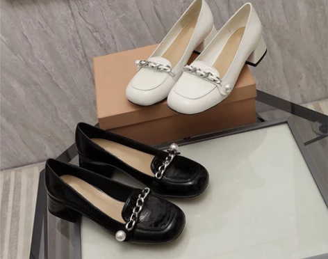 粗跟单鞋女2021春季新款玛丽珍鞋miu*...