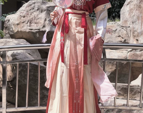 珍缕汉服女原创千禧寻坦领三件套一片式齐腰全...