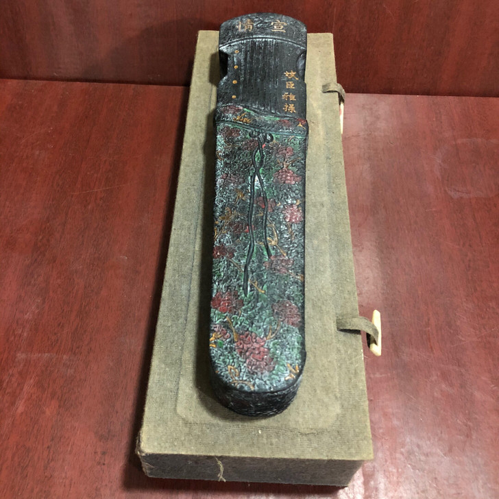 旧藏粉彩朱砂墨古琴摆设古董古玩收藏摆件旧货...