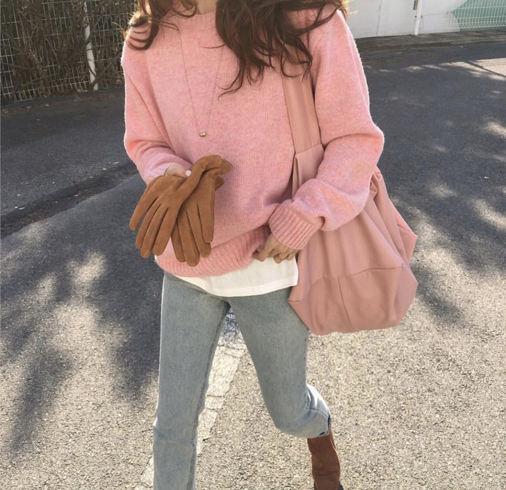 FAYEYE SHOP 粉色打底毛衣女套头...