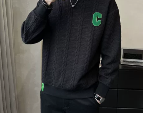 店不开了，高级感港风麻花条纹白色卫衣男潮i...
