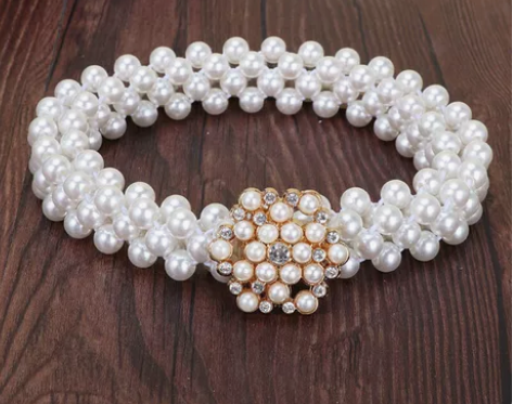 汉洋折衷珍珠腰链腰带腰饰明制女汉服可伸缩古...