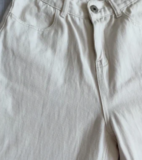 米白色高腰九分哈伦牛仔裤，M码，断舍离 感...