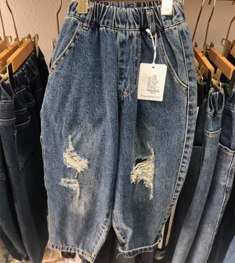 实体清仓 全新个性假破洞牛仔裤110、12...