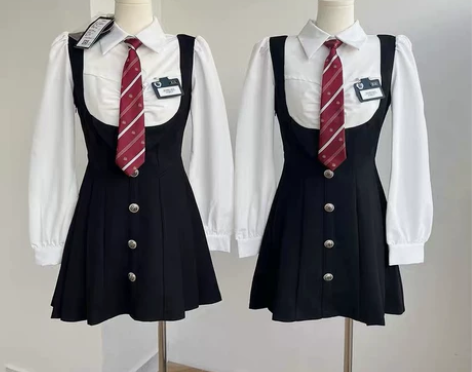 画解 校园小说女主 假两件连衣裙女秋学院风...