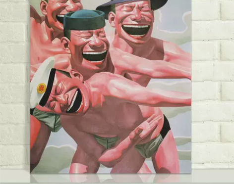 岳敏君大笑现代潮流创意恶搞客厅卧室无框画壁...