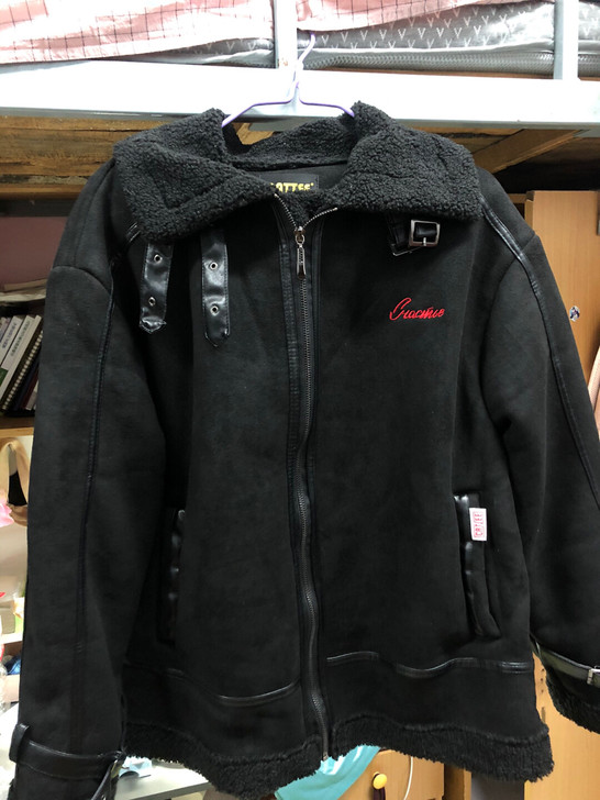羊羔毛潮牌外套棉服 黑色 M码