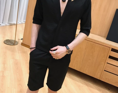 休闲运动套装男潮流韩版两件套夏季短袖T恤潮...