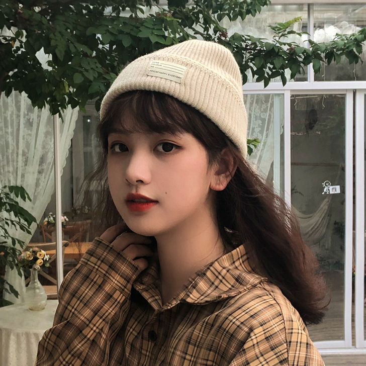 【狂欢价】艾佳微日系贴布毛线帽女秋冬保暖冷...