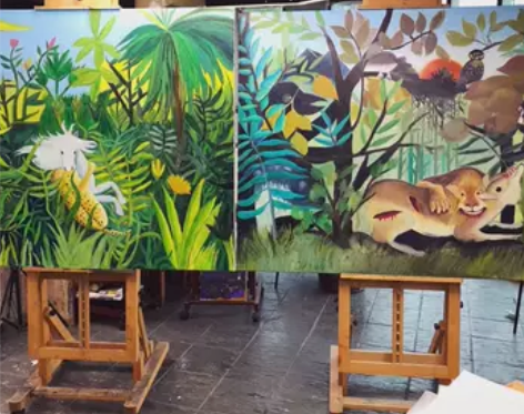 榉木制美术专业平立两用素描油画落地大画架