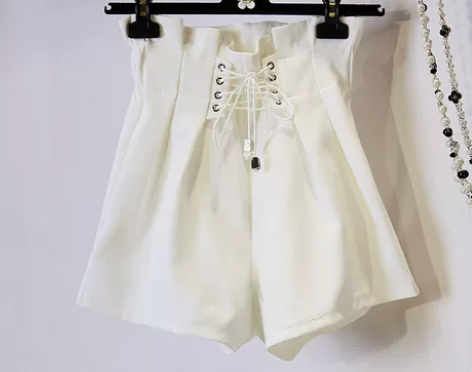 绑带松紧腰休闲短裤女L码（松紧可调） 版新...