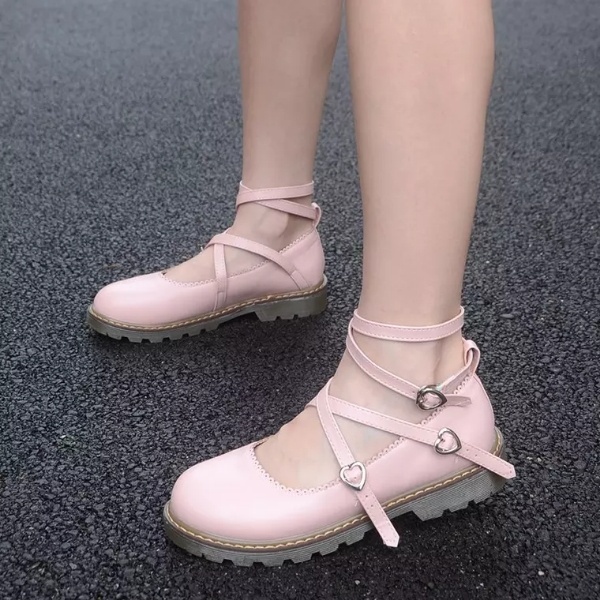 春夏女日系软妹洛丽塔lolita绑带鞋子平...