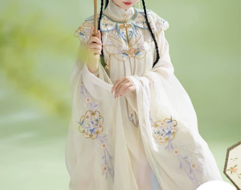 汉服芸梦溪杏林微雨云肩原创汉服女明制交领中...