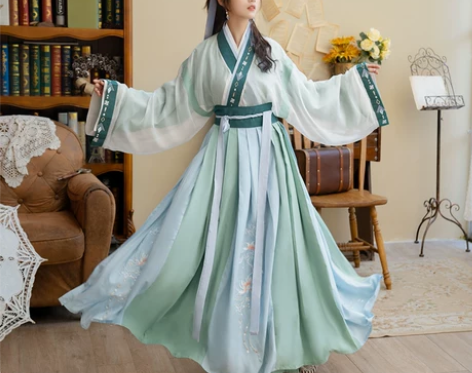 【年货价】清梳铃珑原创汉服女晋制刺绣撞色交...