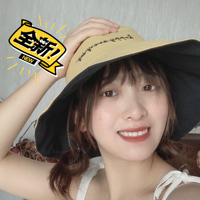 帽子夏天韩版双面小雏菊渔夫帽女大帽檐太阳防...