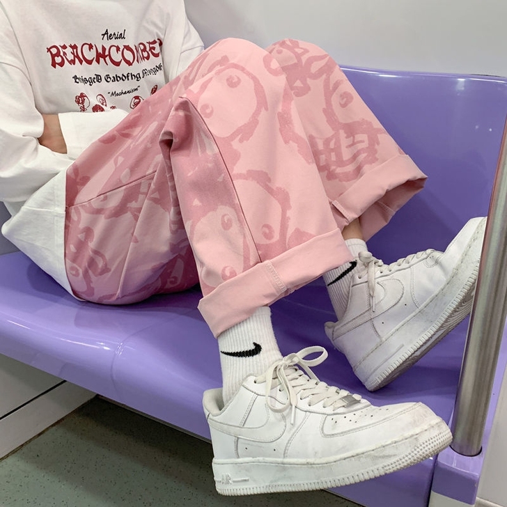 春秋新款ulzzang阔腿裤女宽松胖m炸街...