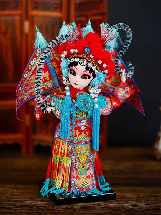 北京唐人坊绢人京剧脸谱人偶穆桂英娃娃中国风...