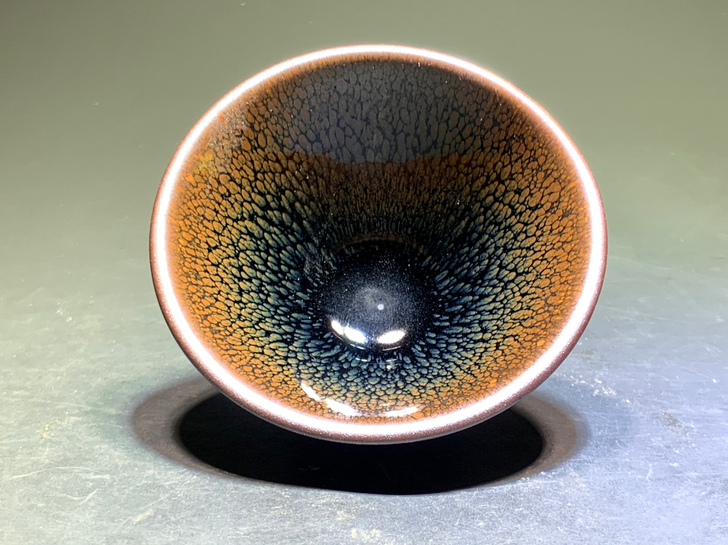 建窑传统原矿釉仿古黄油滴建盏斗笠主人杯