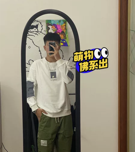 2022新款纯色卫衣男春秋款圆领宽松套头印...