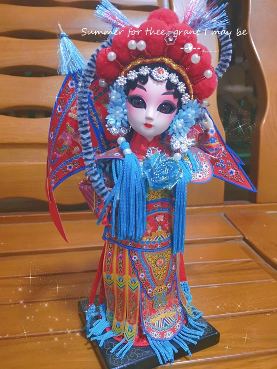 唐人坊绢人  京剧玩偶摆件:红色穆桂英