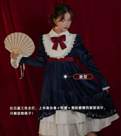 白雪公主原创森女部落欧式重工公主风连衣裙丝...