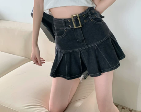 ?WARDROBE美式辣妹复古牛仔半身裙女...