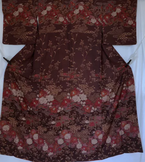 kiya喜屋暗红草花访问 材质：正绢哑光 ...