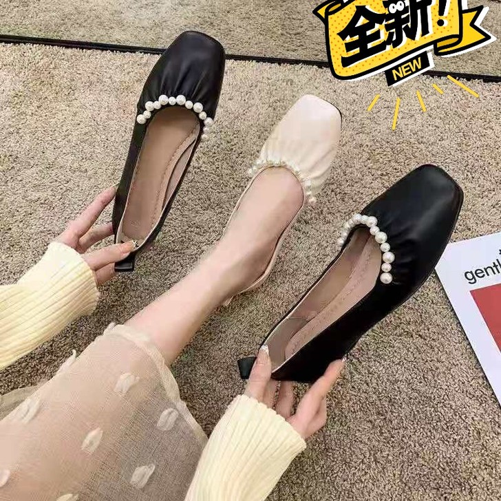 四季甜美软皮平底单鞋女鞋软底春夏季白塔in...