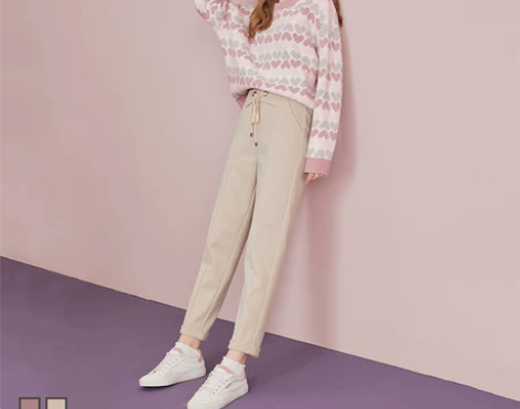 阔色2019秋冬季新款韩版女宽松显瘦长裤哈...