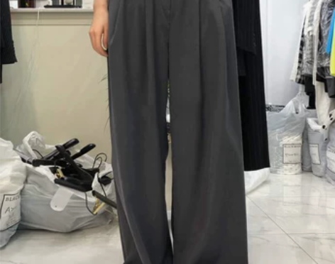 韩国东大门女装2021春装新款系扣松紧高腰...