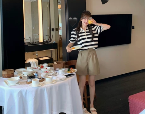 大金家卡其色短裤休闲直筒五分裤中裤女夏季薄...