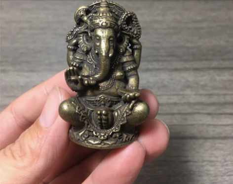 复古黄铜象神摆件迷你小号泰国象鼻财神天目象...