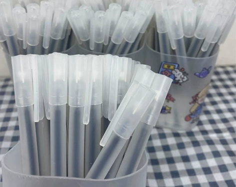 30支透明磨砂中性笔0.5全针管碳素黑，一...