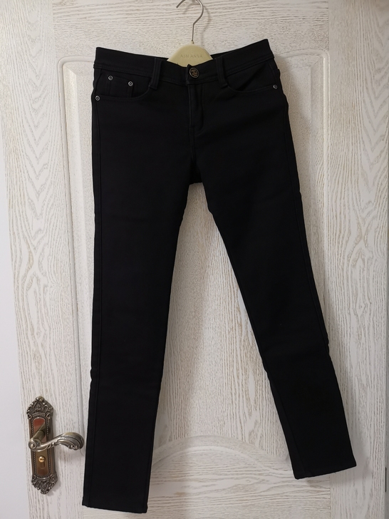 黑色小脚加绒加厚秋冬直筒长裤女。