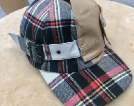 不对称格子可调节棒球帽 超级难做… 头大的...