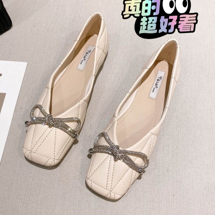 高阶优雅女人味!上脚好舒服~浅口豆豆鞋方头...