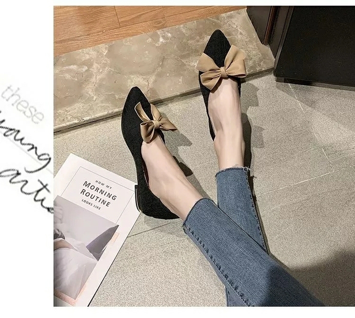 春季新款豆豆鞋蝴蝶结网红款