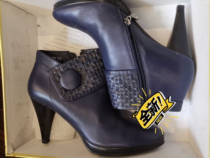 百利紫色牛皮高跟女鞋