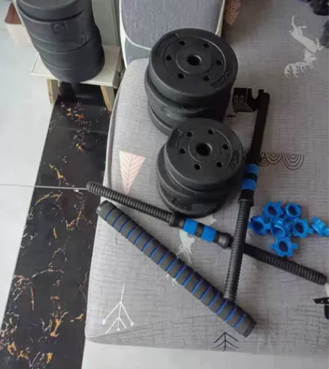 出99新40Kg哑铃一组可组装为杠铃带加长...