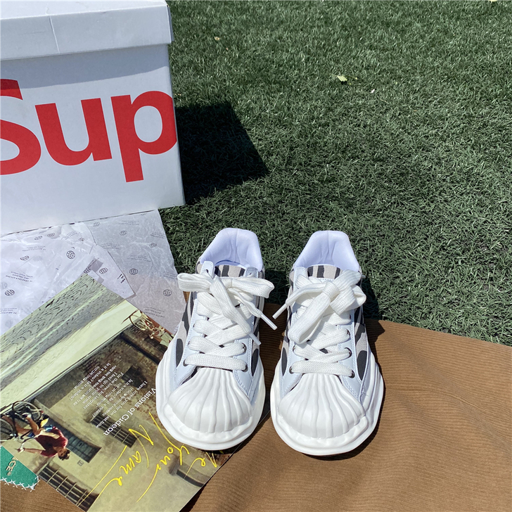 易少年 斑马纹小众大头溶解鞋ins超火运动...