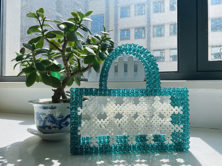 手工串珠包,大格子,(配内胆绿色内胆),容...