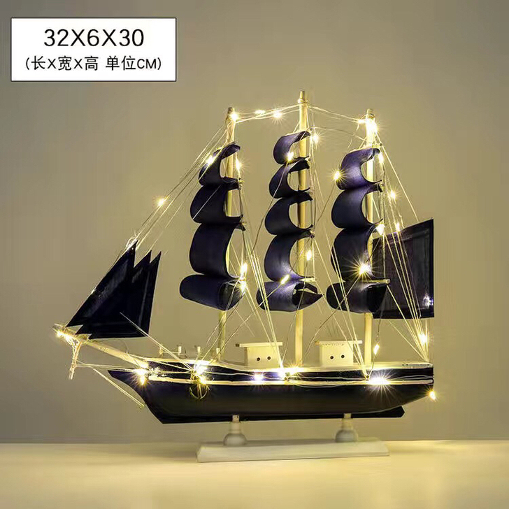 一帆风顺帆船客厅摆件仿真木质工艺品模型小船...