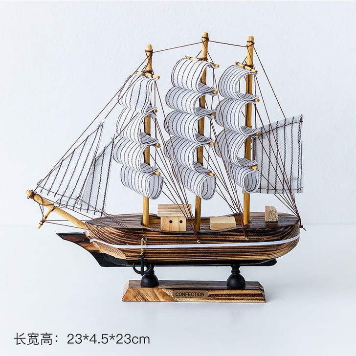 捡漏！一帆风顺帆船模型摆件客厅房间酒柜装饰...