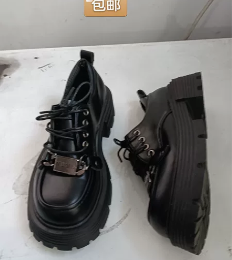 25包邮36码黑色厚底小皮鞋jk鞋增高鞋玛...