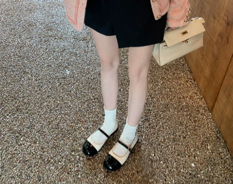 小香风单鞋女夏款方头法式平底浅口小皮鞋低跟...