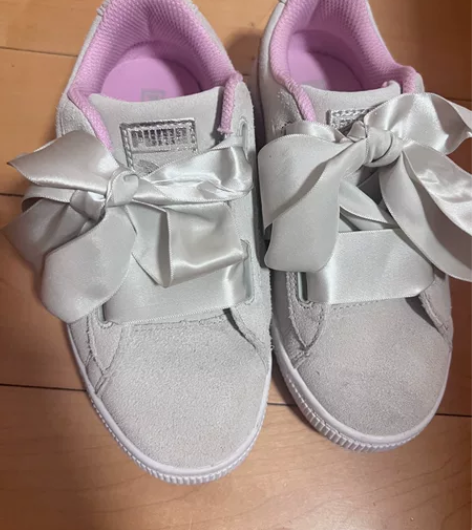 彪马puma 儿童蝴蝶结板鞋 9成新 海淘...
