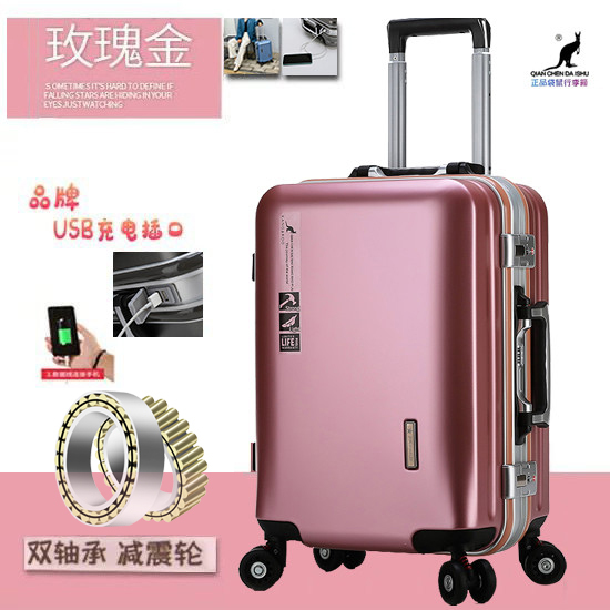 乾辰袋鼠旅行箱行李箱铝框拉杆箱女韩版万向轮...