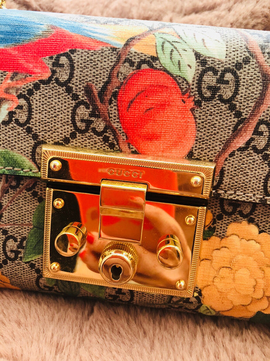 gucci花鸟padlock链条包