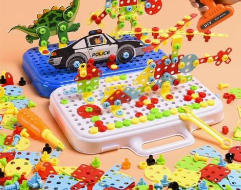 儿童拧螺丝钉玩具电钻工具箱可拆卸拆装趣味组...