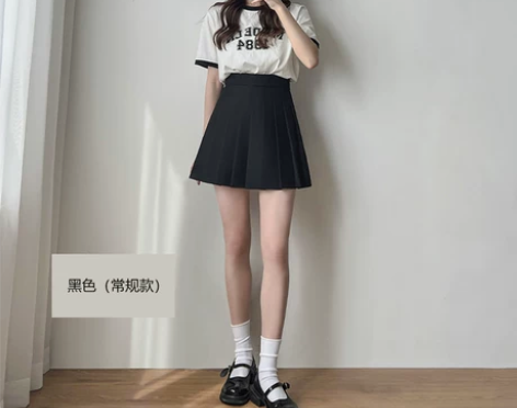 百褶裙女高腰裙子显瘦a字裙 感兴趣的话点“...